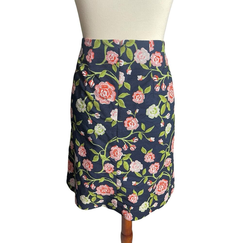 Ann Taylor Navy Blue Floral Pencil Skirt Womens 8 Tailored Officecore Preppy - Picture 3 of 7